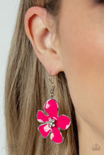 Load image into Gallery viewer, Painted in vivacious shades of blue, pink, purple, and yellow, a collection of colorful and plain silver floral-shaped frames bloom below the collar in three vivacious rows. Dainty white rhinestones dot the center of each flower, for a shimmery finish. Features an adjustable clasp closure.  Sold as one individual necklace. Includes one pair of matching earrings. Zi Collection
