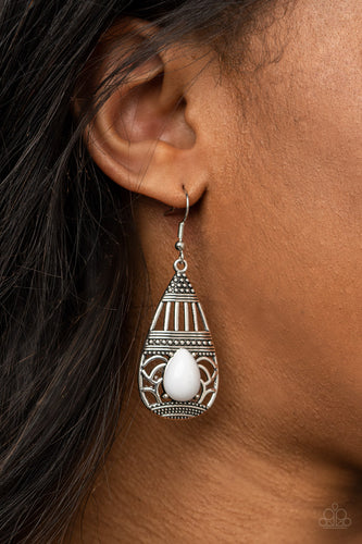 Eastern Essence - White - Paparazzi - Earrings