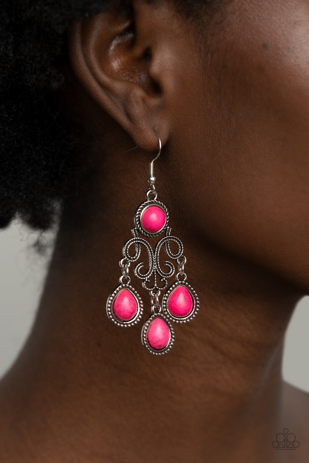 Canyon Chandelier - Pink - Paparazzi - Earrings