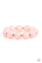 Load image into Gallery viewer, Infused with dainty silver accents, an oversized collection of crackly pink glass-like beads are threaded along stretchy bands around the wrist for an icy look.  Sold as one individual bracelet.
